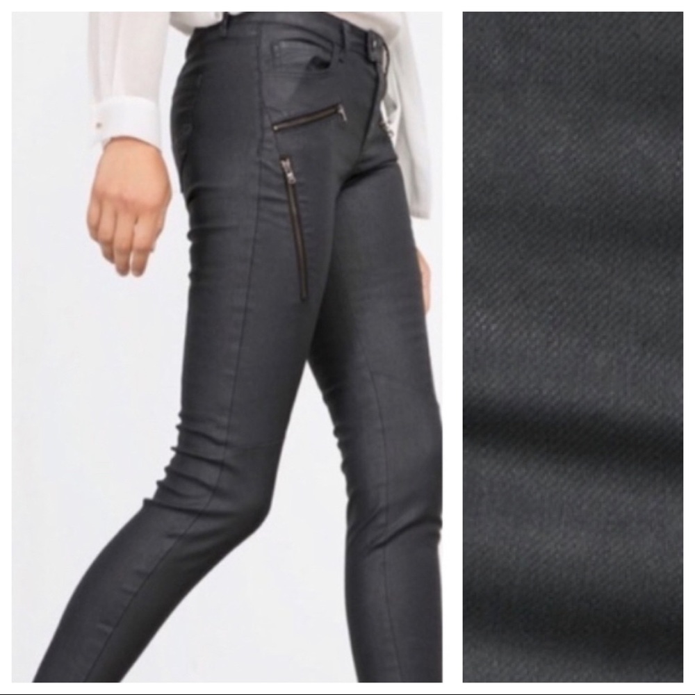🌹NWT. Zara black Moto biker skinny jeans. Size 2.